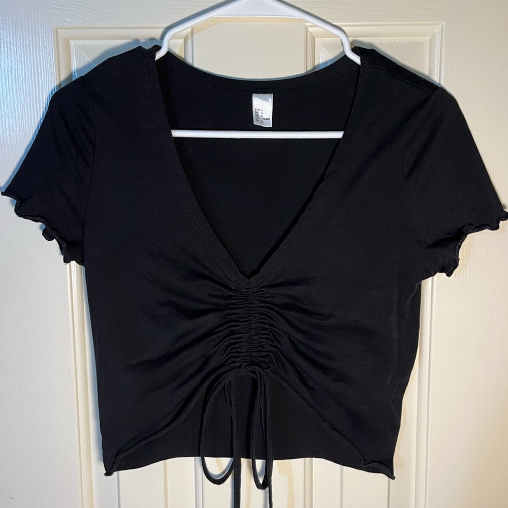 Cropped T-shirt with Adjustable Ruching